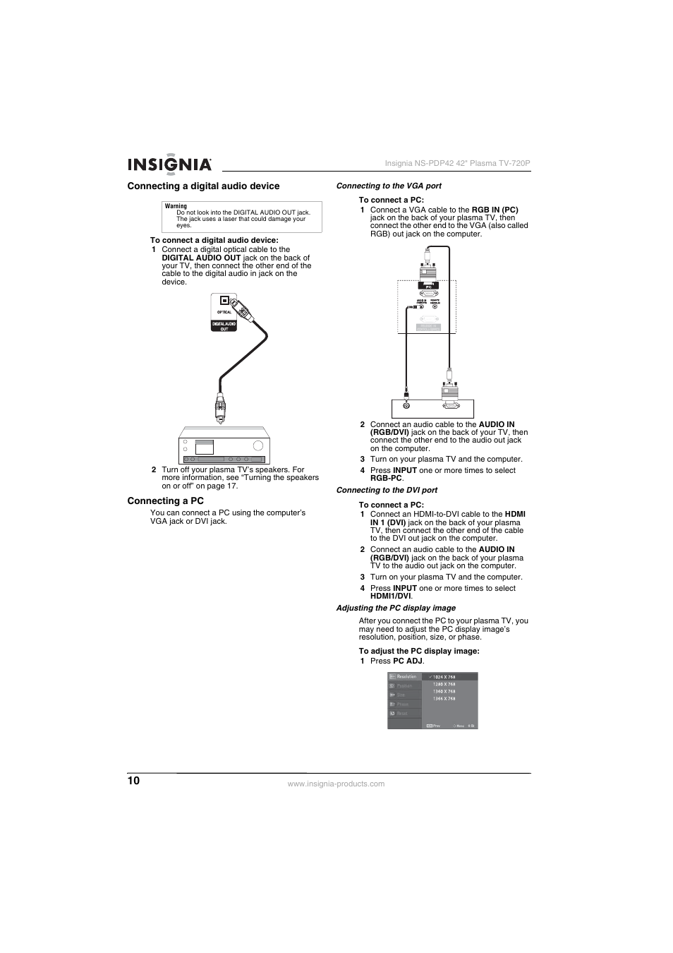 Insignia NS-PDP42 User Manual | Page 12 / 98