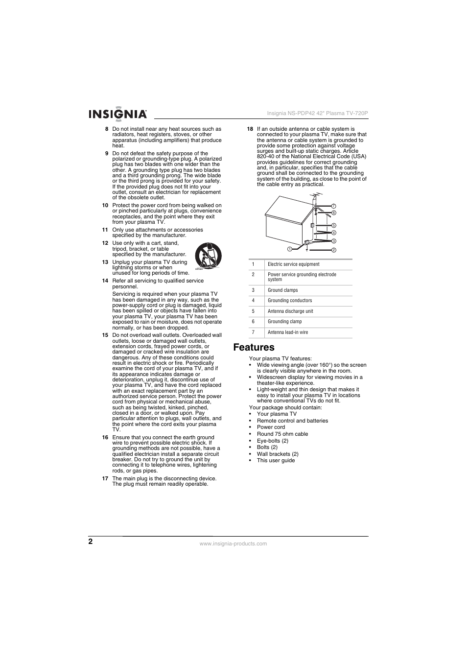 Features | Insignia NS-PDP42 User Manual | Page 4 / 98