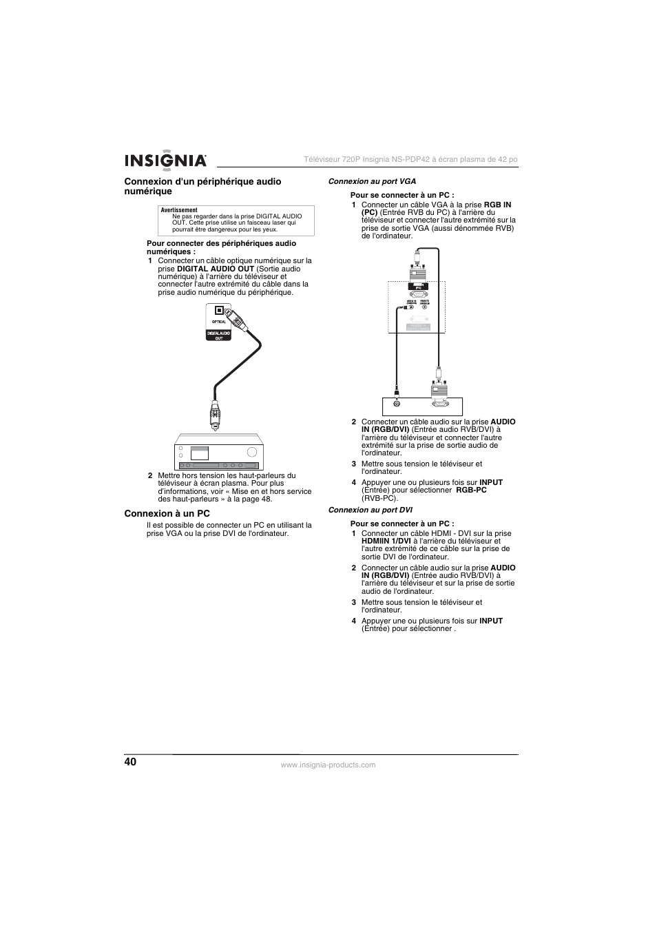 Insignia NS-PDP42 User Manual | Page 42 / 98