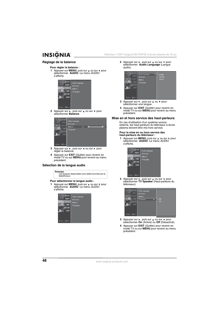 Insignia NS-PDP42 User Manual | Page 50 / 98