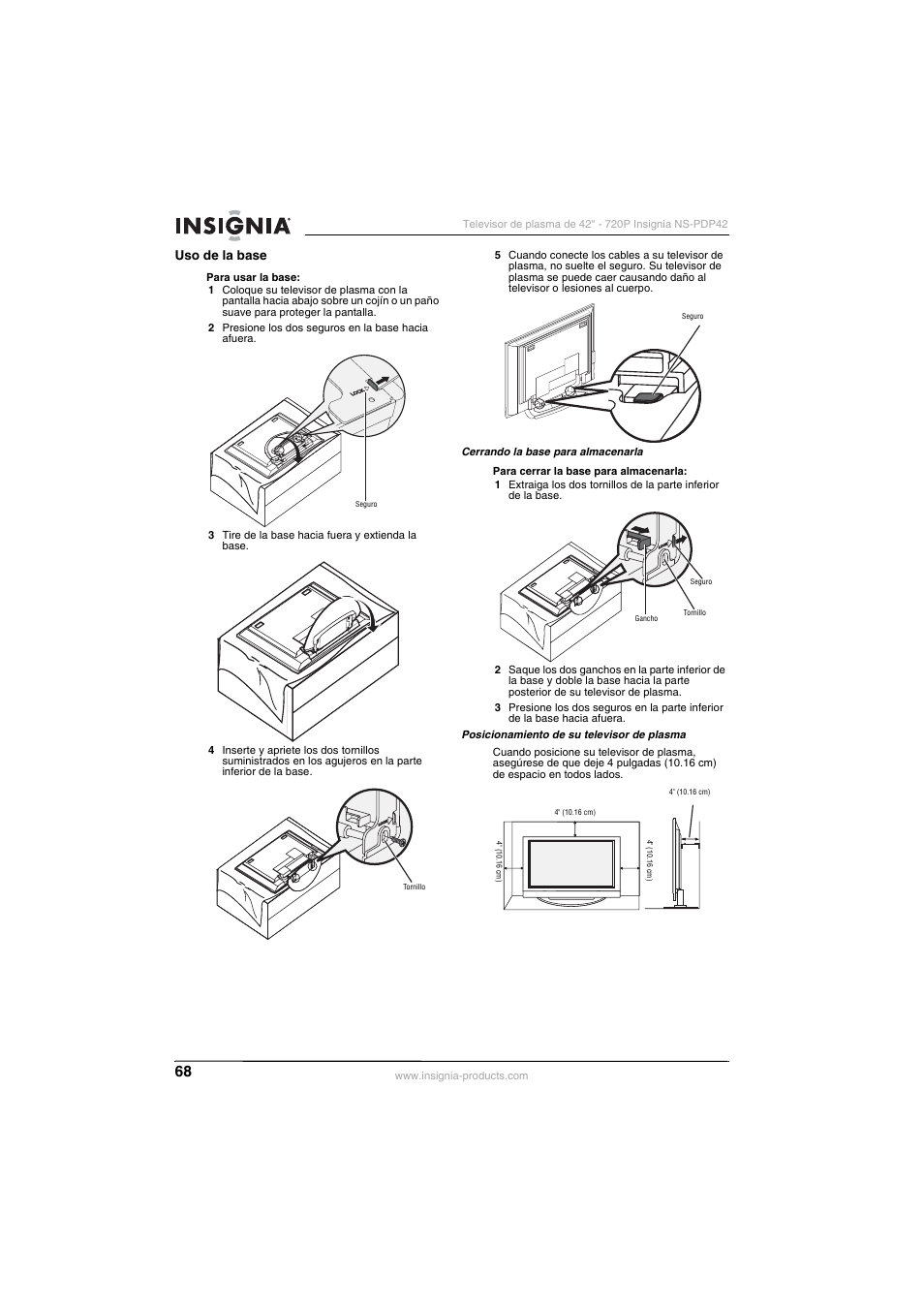 Uso de la base | Insignia NS-PDP42 User Manual | Page 70 / 98