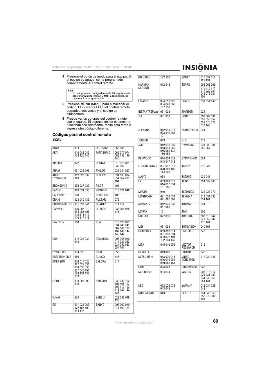 Insignia NS-PDP42 User Manual | Page 91 / 98