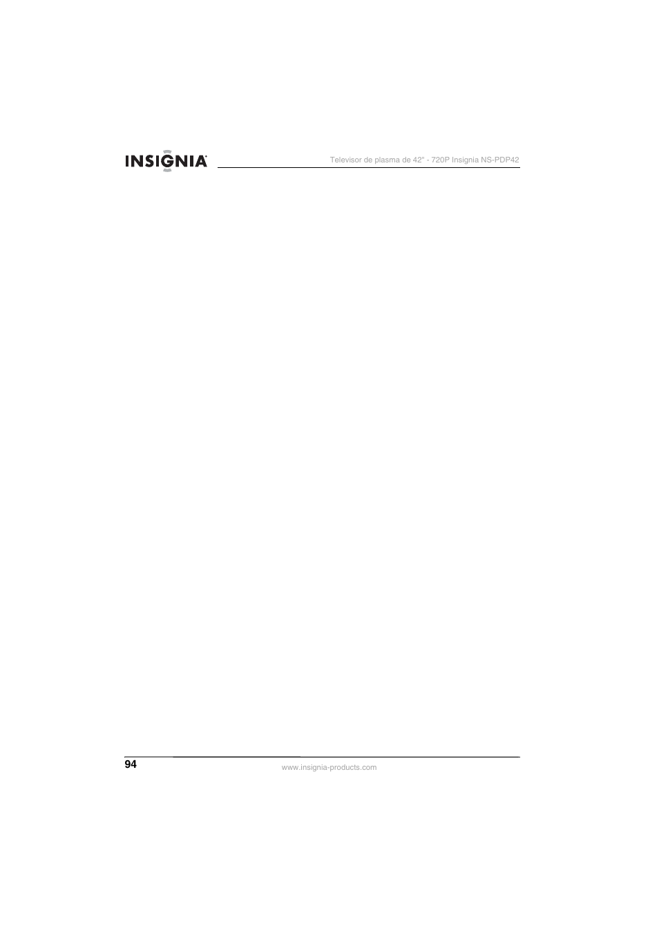 Insignia NS-PDP42 User Manual | Page 96 / 98