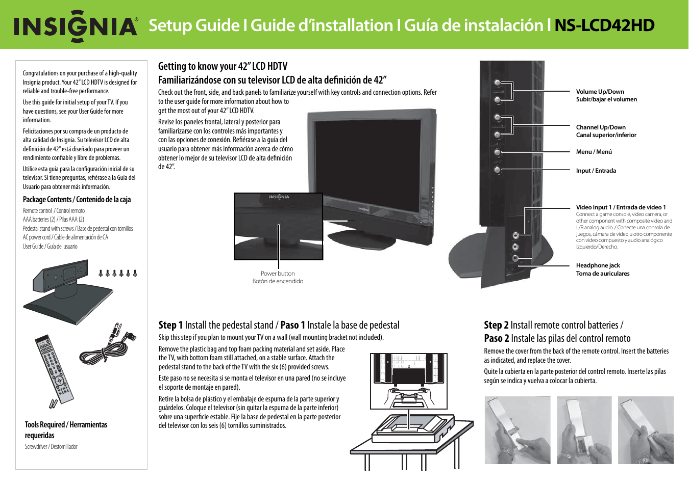 Insignia NS-LCD42HD User Manual | 2 pages