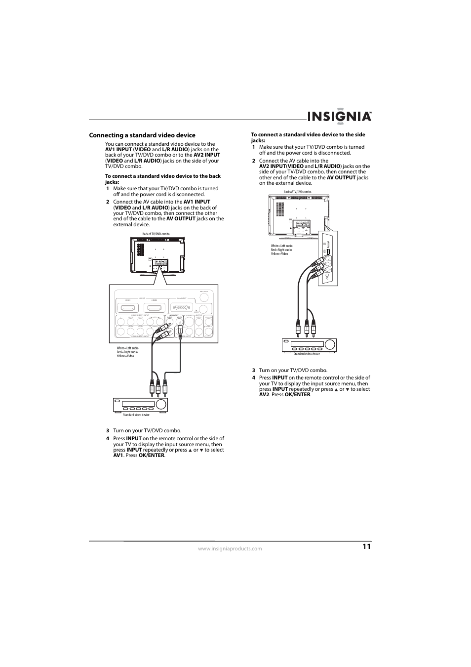 Connecting a standard video device, E “connecting a standard video device | Insignia NS-LDVD26Q-10A User Manual | Page 17 / 56