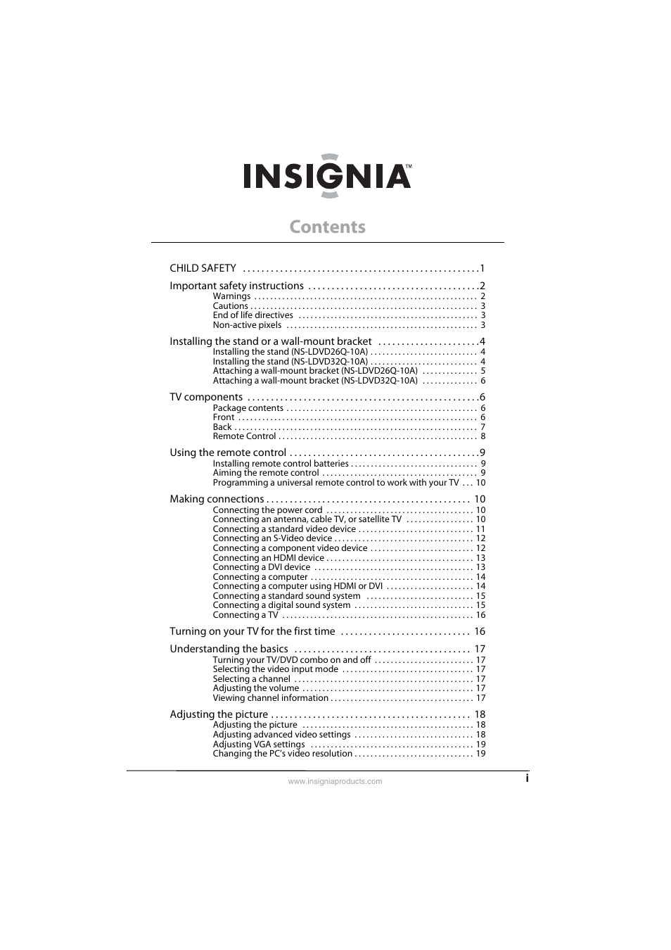 Insignia NS-LDVD26Q-10A User Manual | Page 3 / 56