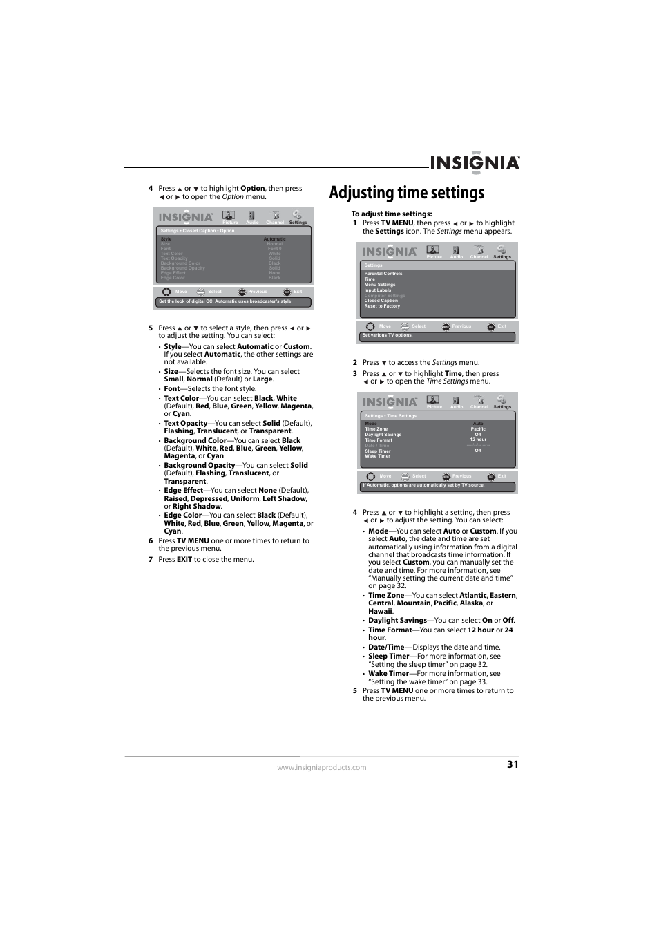 Adjusting time settings | Insignia NS-LDVD26Q-10A User Manual | Page 37 / 56