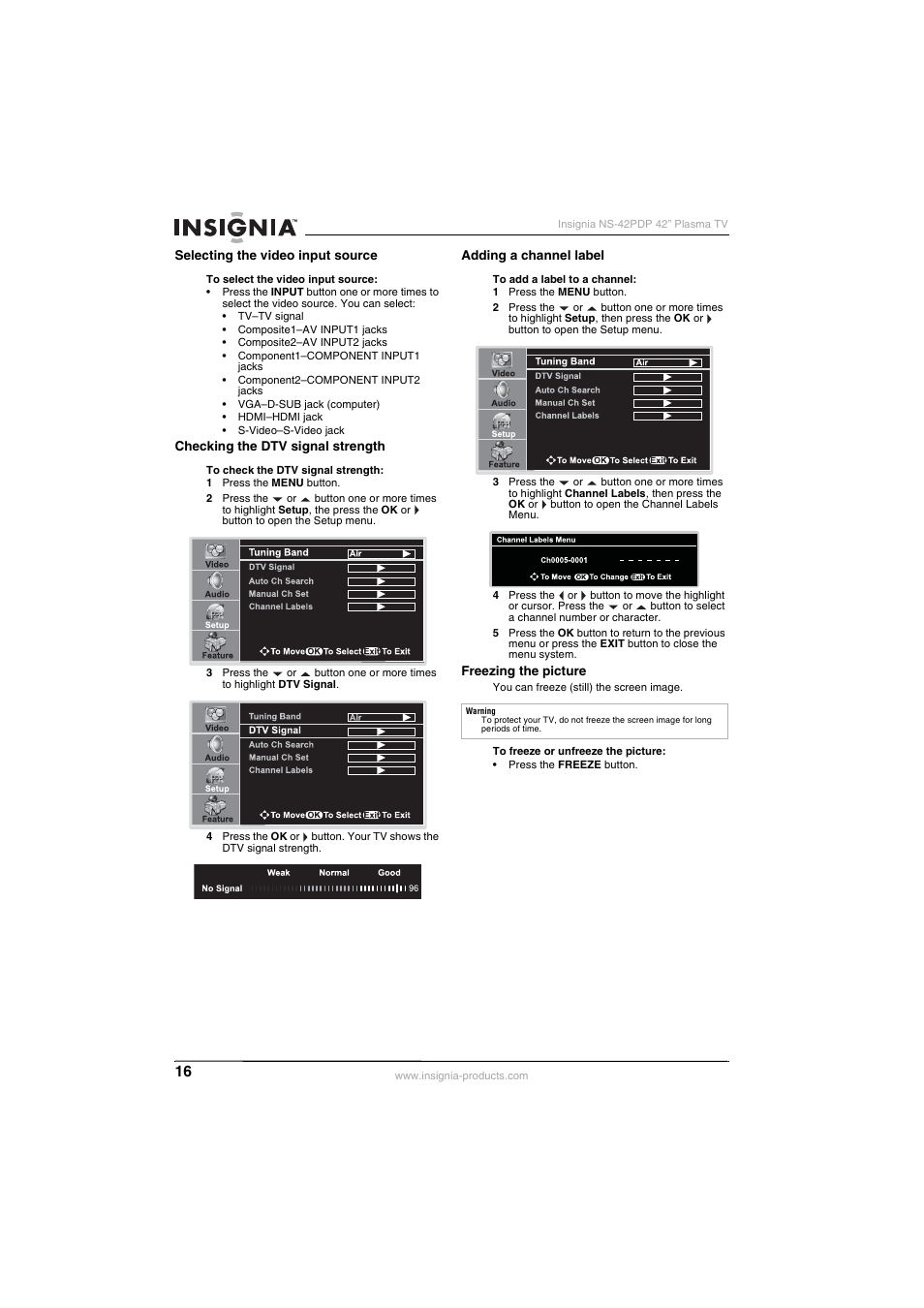 Insignia NS-42PDP User Manual | Page 16 / 88