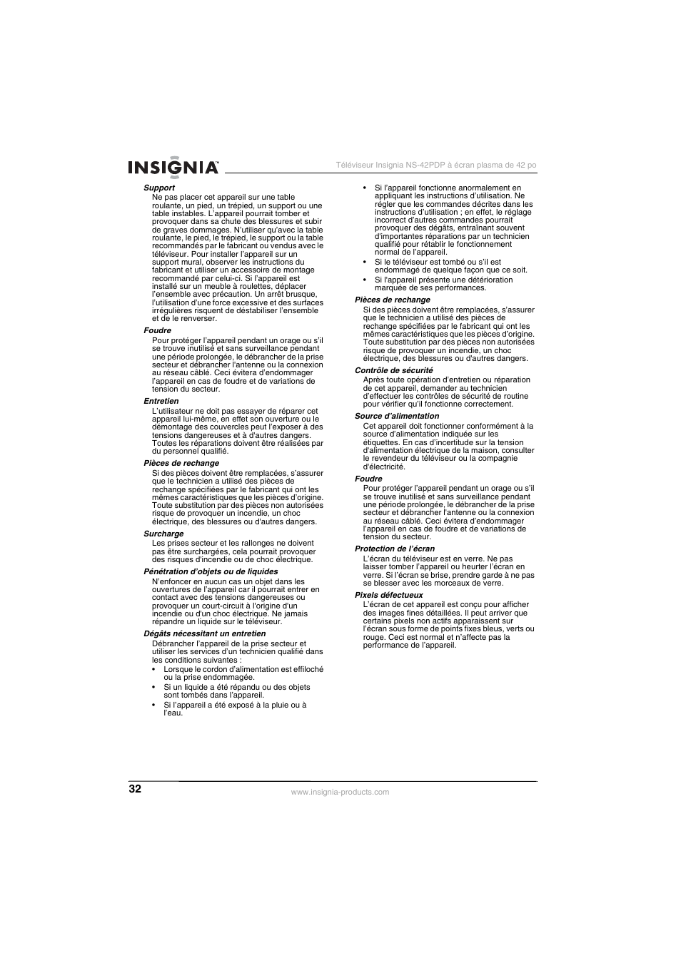 Insignia NS-42PDP User Manual | Page 32 / 88