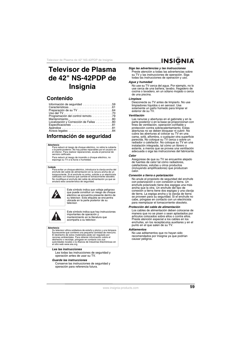 Insignia NS-42PDP User Manual | Page 59 / 88