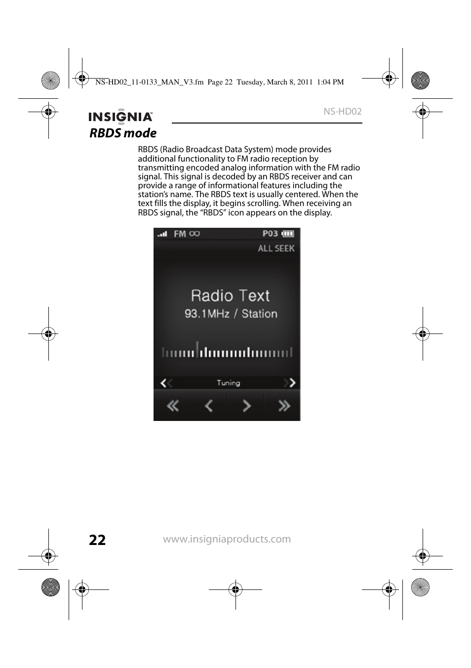 Rbds mode | Insignia NS-HD02 User Manual | Page 22 / 52