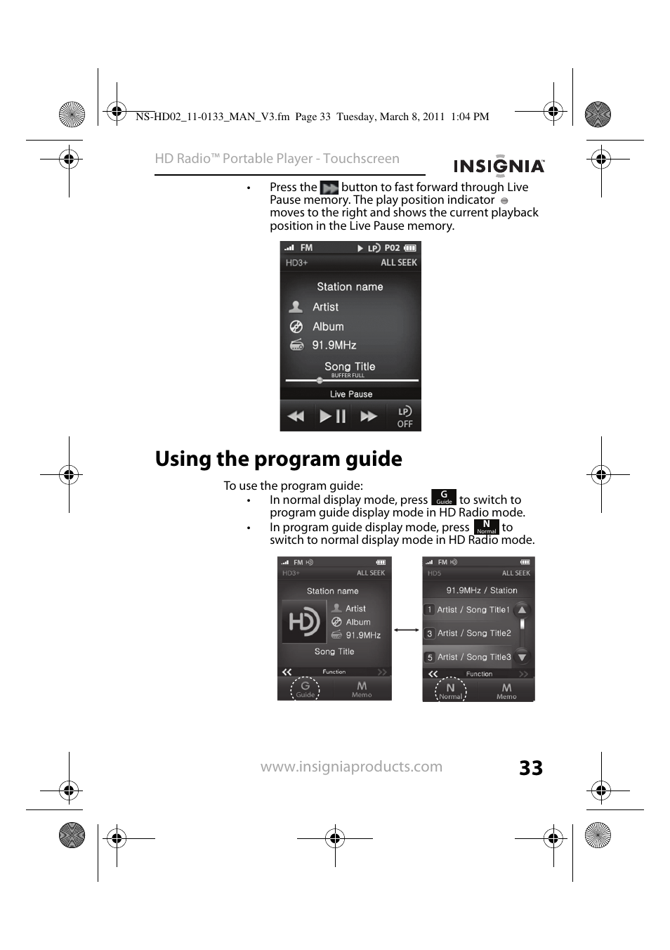Using the program guide | Insignia NS-HD02 User Manual | Page 33 / 52