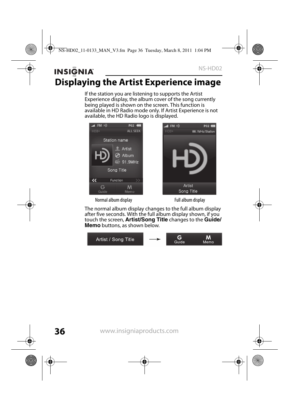 Displaying the artist experience image | Insignia NS-HD02 User Manual | Page 36 / 52