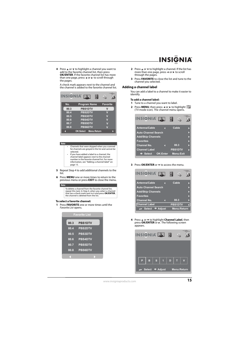 Adding a channel label | Insignia 10-0499 User Manual | Page 19 / 28