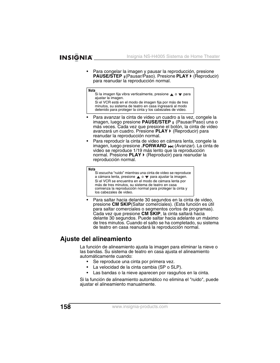 Ajuste del alineamiento | Insignia NS-H4005 User Manual | Page 160 / 208