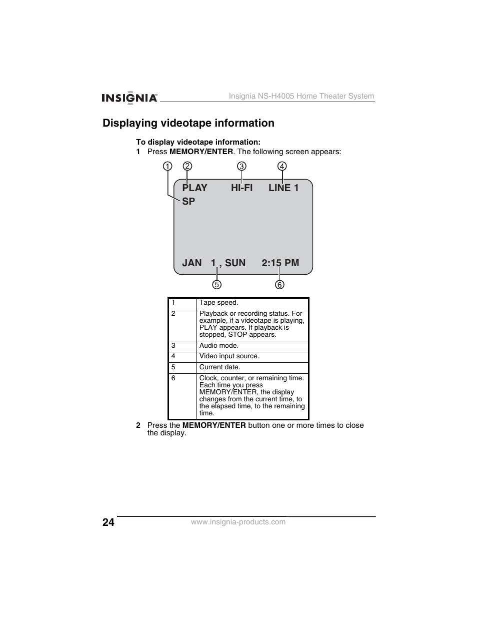 Displaying videotape information | Insignia NS-H4005 User Manual | Page 26 / 208