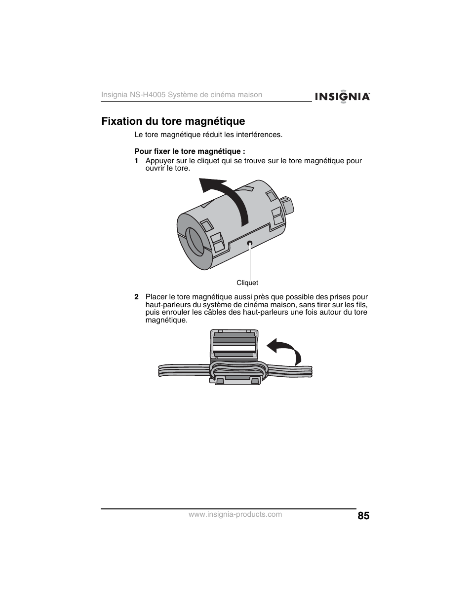 Fixation du tore magnétique | Insignia NS-H4005 User Manual | Page 87 / 208