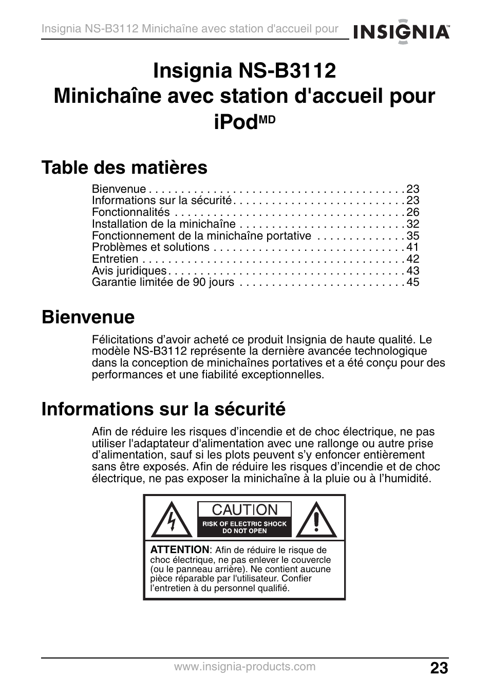 Insignia NS-B3112 User Manual | Page 23 / 72