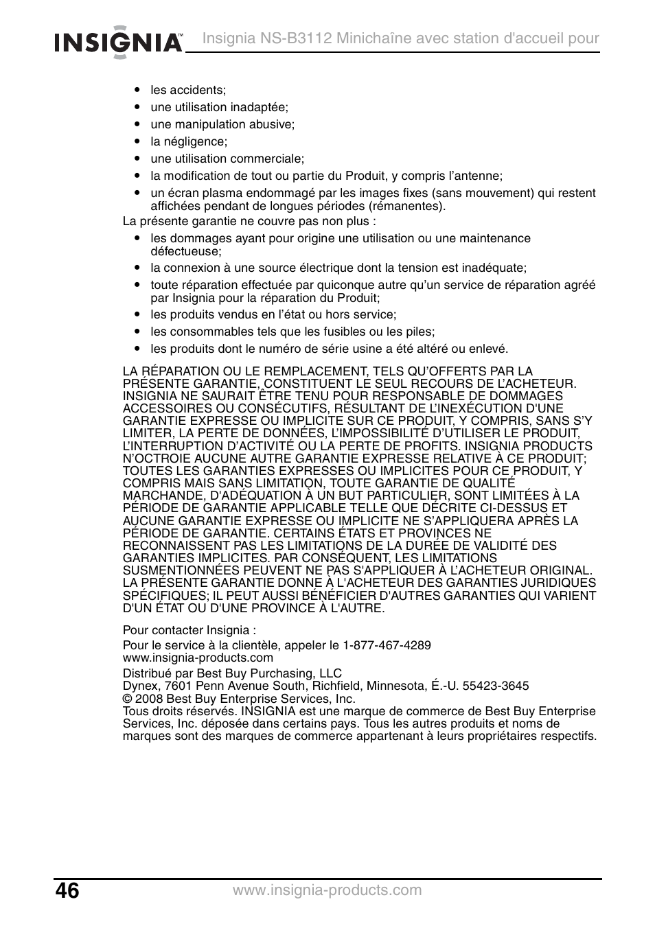 Insignia NS-B3112 User Manual | Page 46 / 72