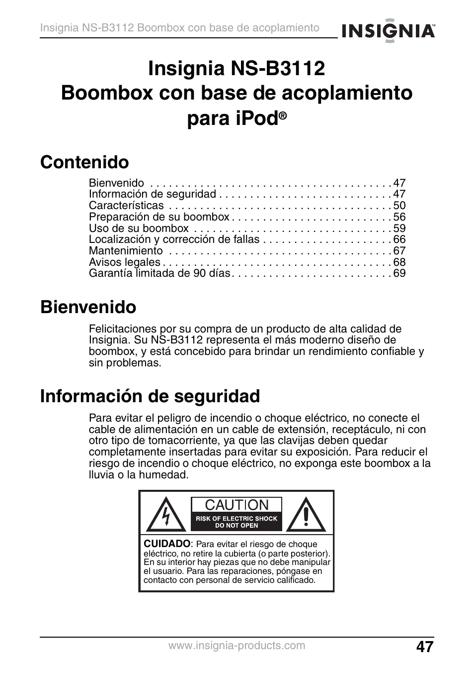 Insignia NS-B3112 User Manual | Page 47 / 72