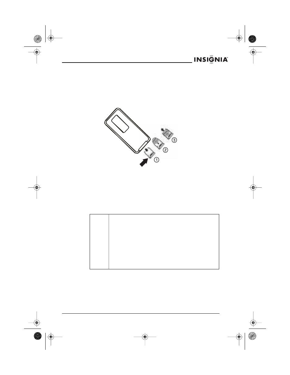 Installation de la minichaîne, Mise en service de la télécommande, Installation de la pile | 3 replacer le couvercle du compartiment pile | Insignia NS-B2113 User Manual | Page 25 / 62