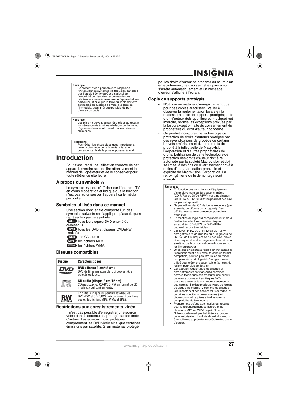 Introduction | Insignia 55423-3645 User Manual | Page 27 / 78