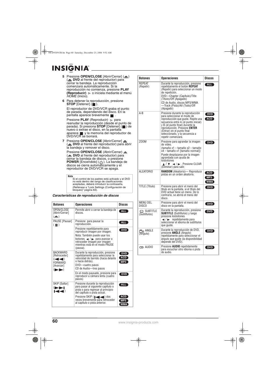 Insignia 55423-3645 User Manual | Page 60 / 78