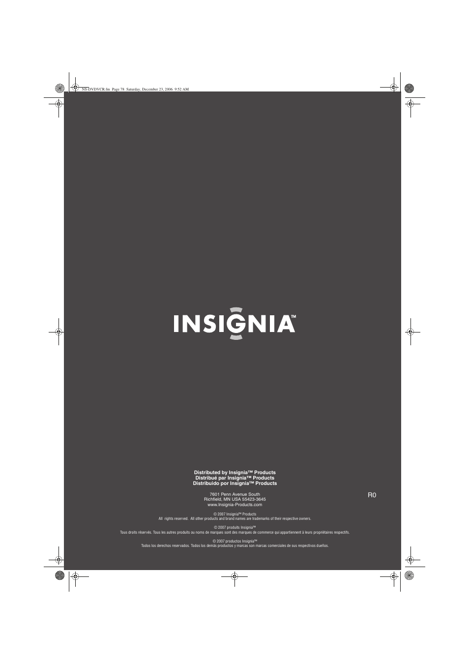 Insignia 55423-3645 User Manual | Page 78 / 78