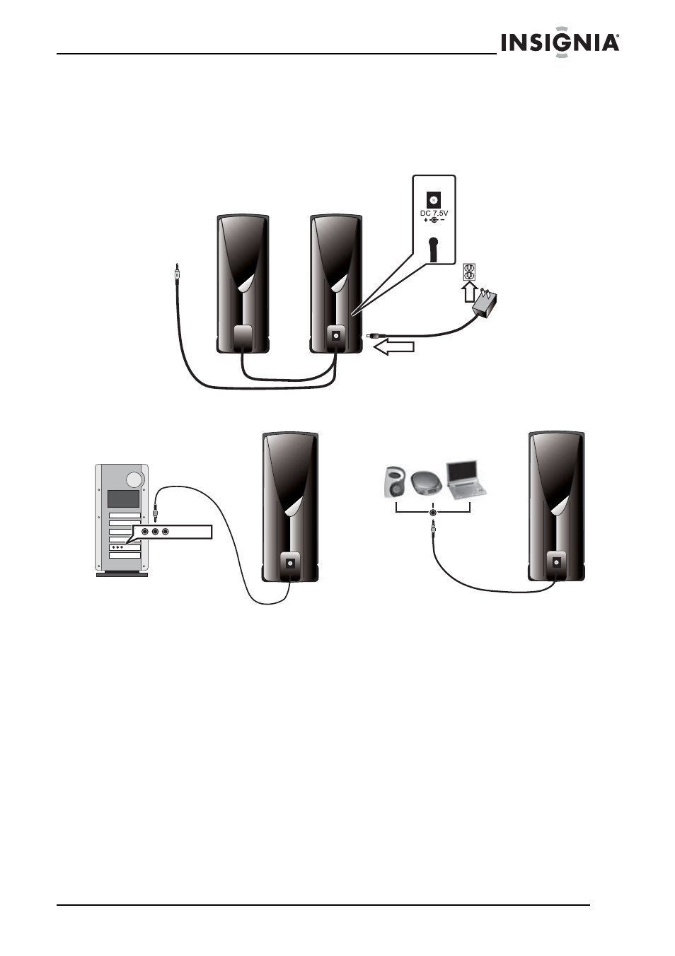 Conexión de los altavoces, Uso de sus altavoces, Para usar sus altavoces | Insignia NS-22 User Manual | Page 17 / 22