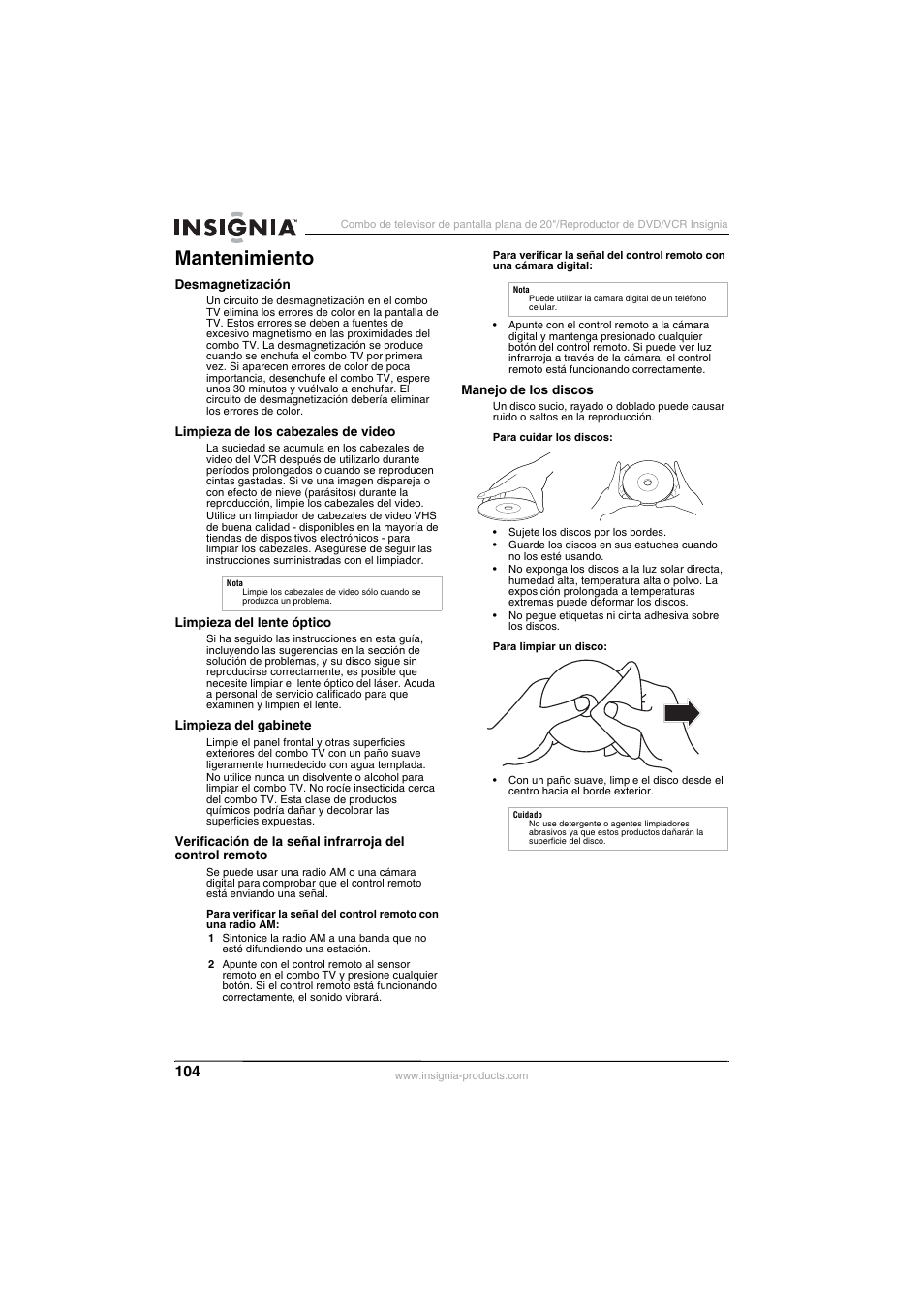 Mantenimiento | Insignia NS-F20TR User Manual | Page 104 / 112