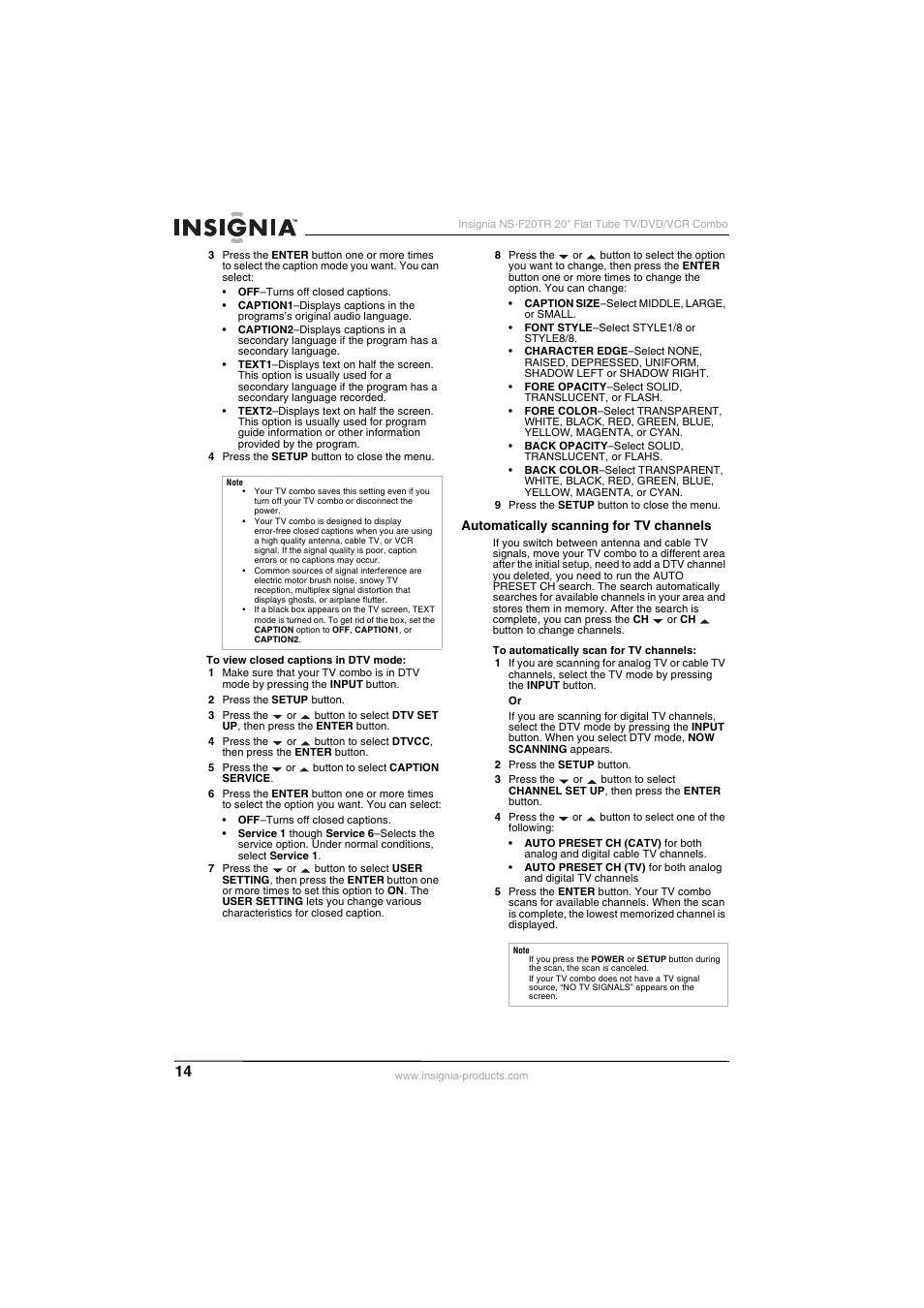 Insignia NS-F20TR User Manual | Page 14 / 112