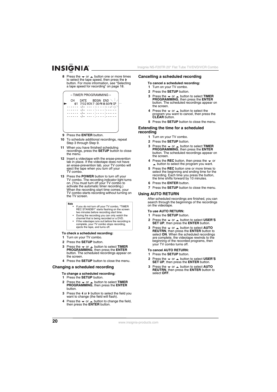 Insignia NS-F20TR User Manual | Page 20 / 112