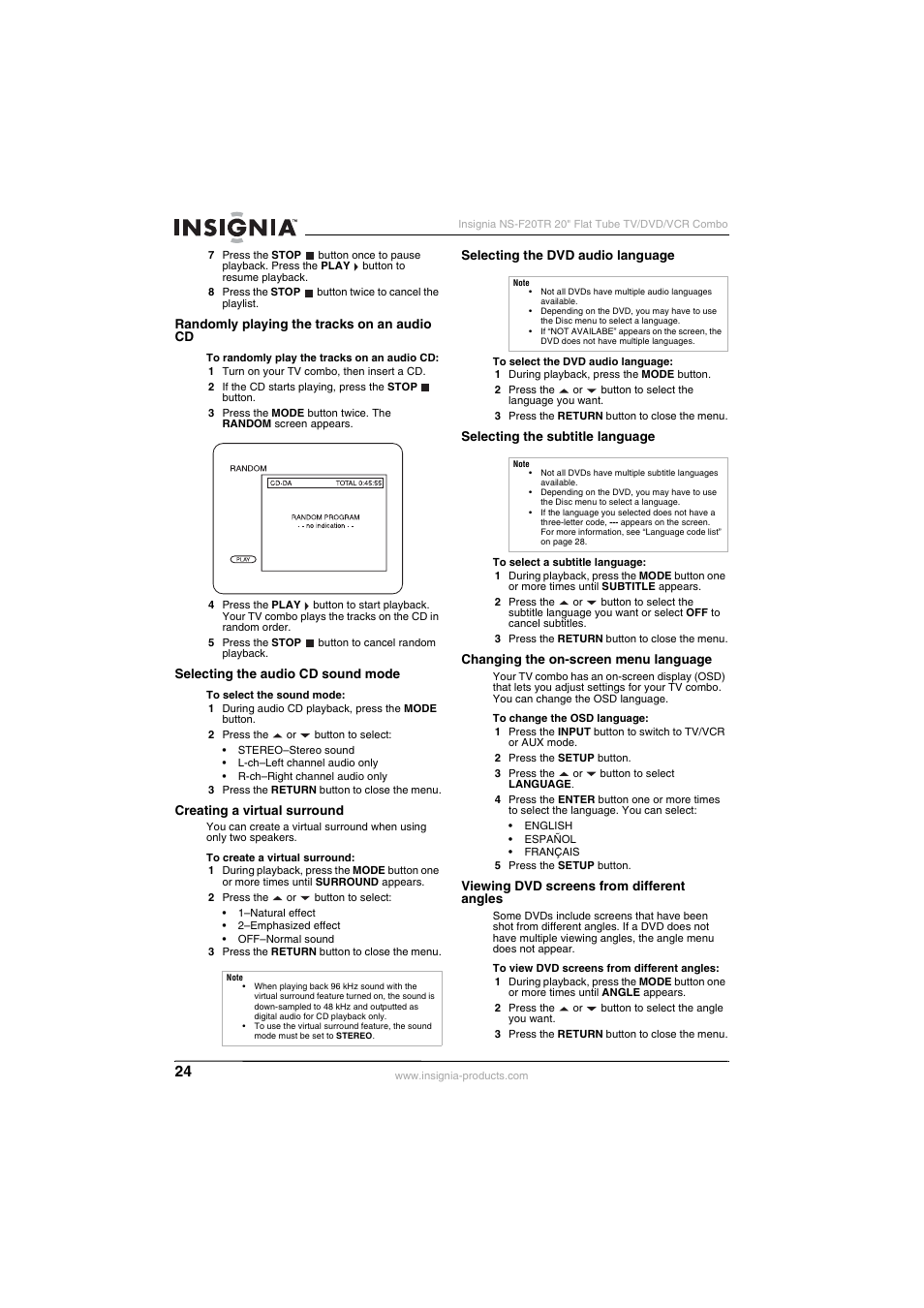 Insignia NS-F20TR User Manual | Page 24 / 112