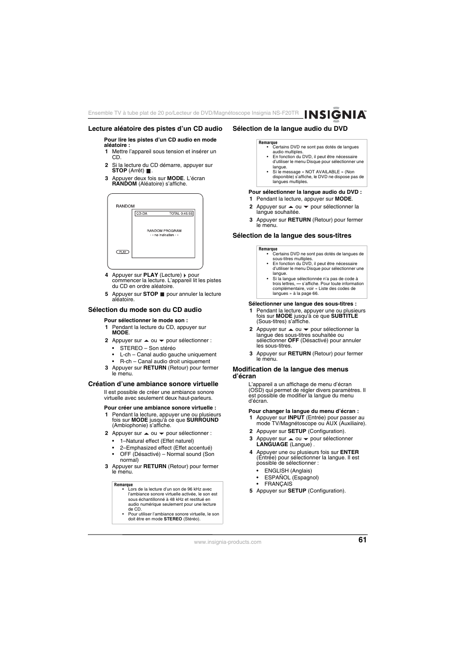 Insignia NS-F20TR User Manual | Page 61 / 112