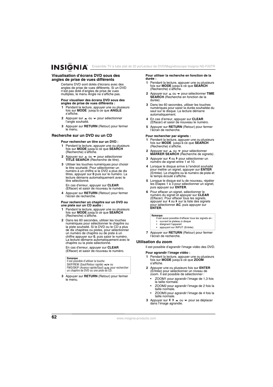Insignia NS-F20TR User Manual | Page 62 / 112