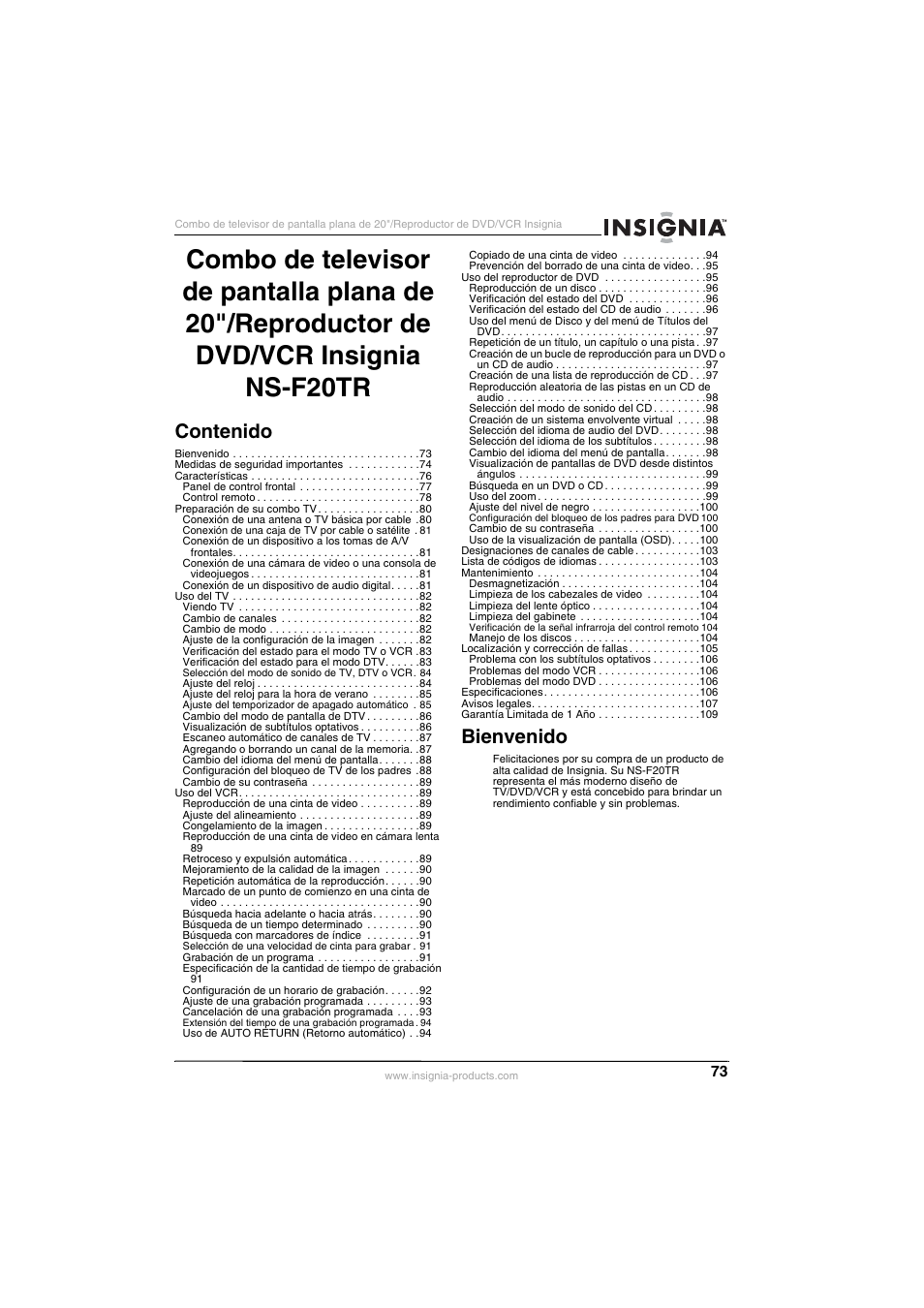 Insignia NS-F20TR User Manual | Page 73 / 112