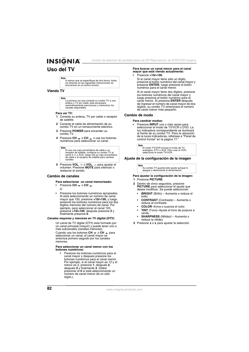 Uso del tv | Insignia NS-F20TR User Manual | Page 82 / 112
