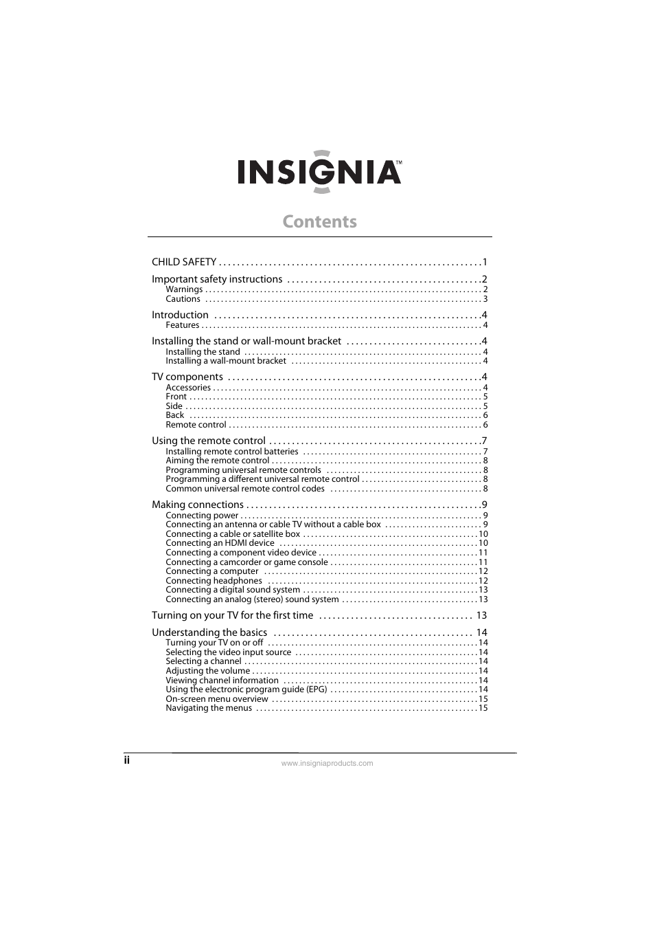 Insignia NS-55E560A11 User Manual | Page 2 / 36