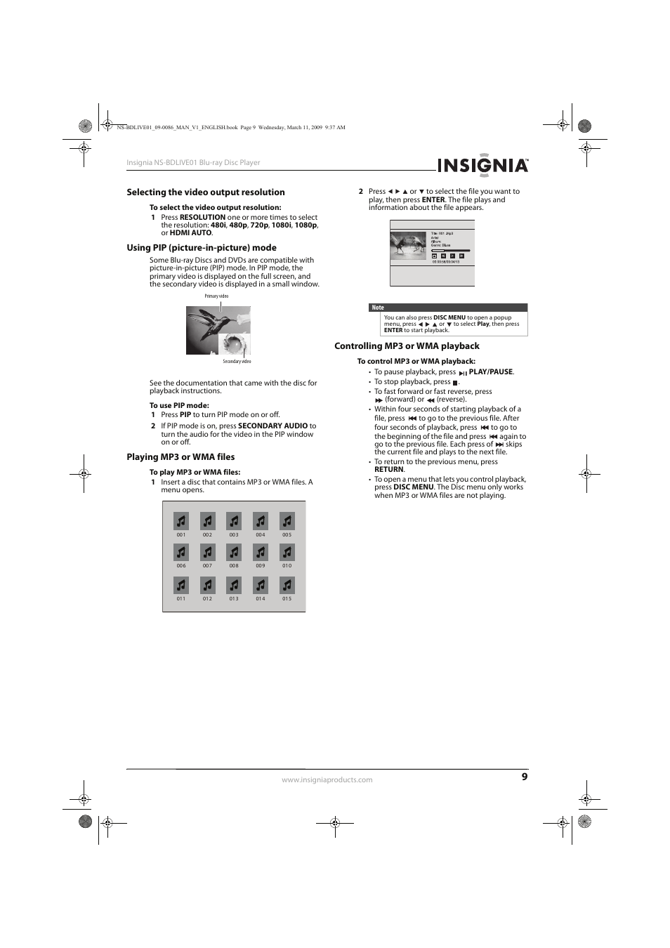 Insignia NS-BDLIVE01 User Manual | Page 13 / 36