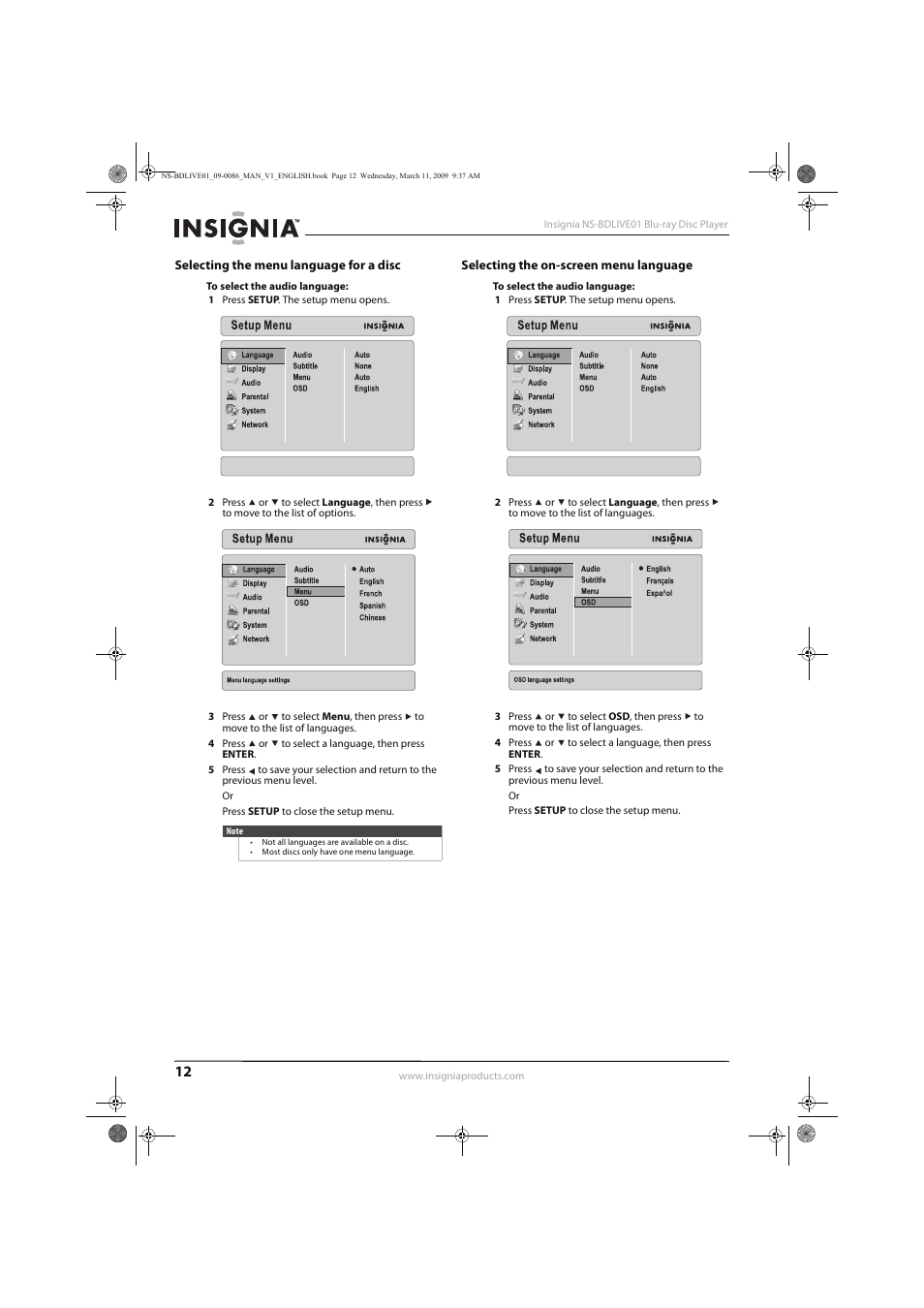 Insignia NS-BDLIVE01 User Manual | Page 16 / 36