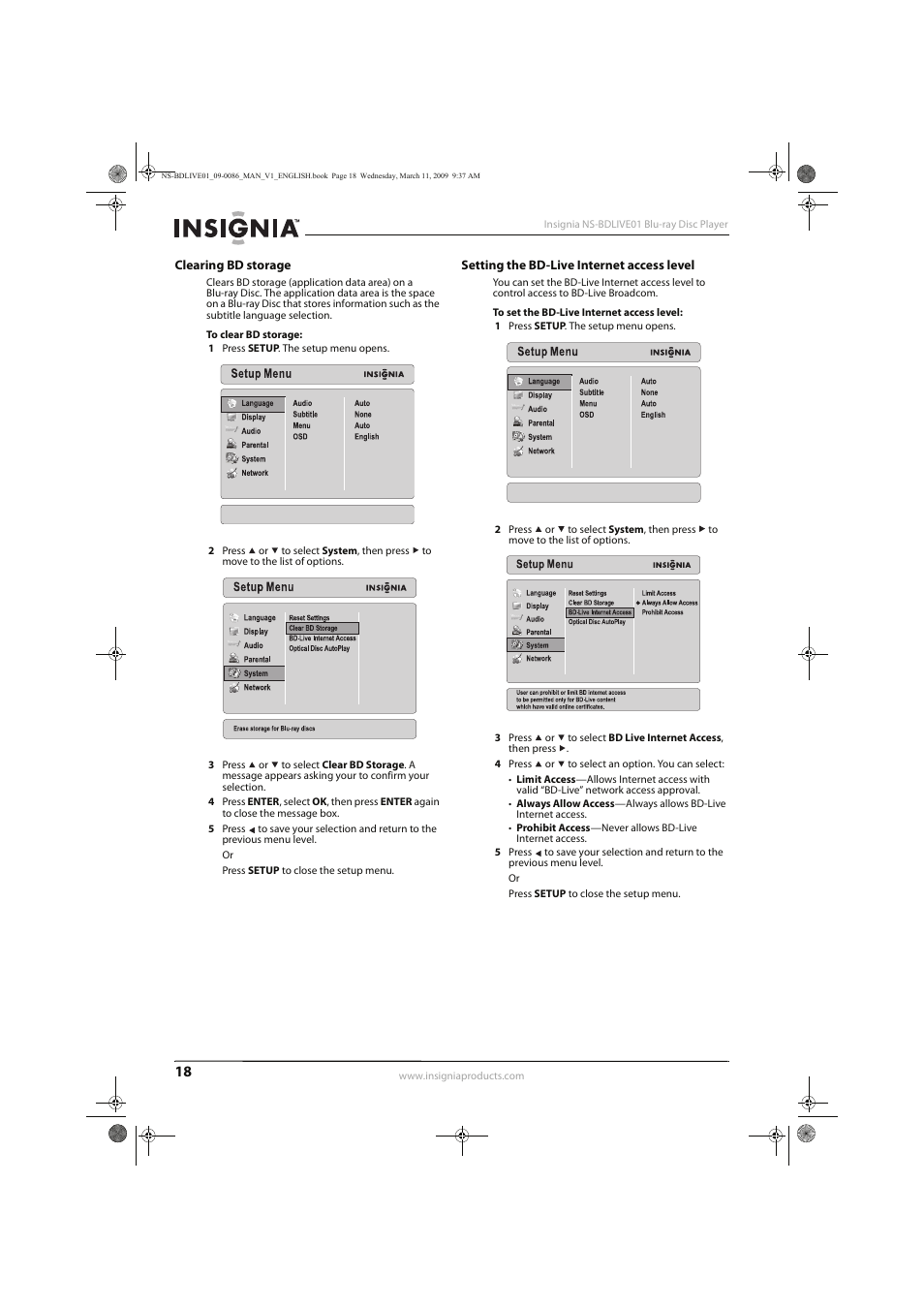 Insignia NS-BDLIVE01 User Manual | Page 22 / 36