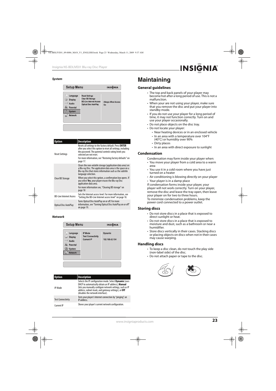 Maintaining | Insignia NS-BDLIVE01 User Manual | Page 27 / 36