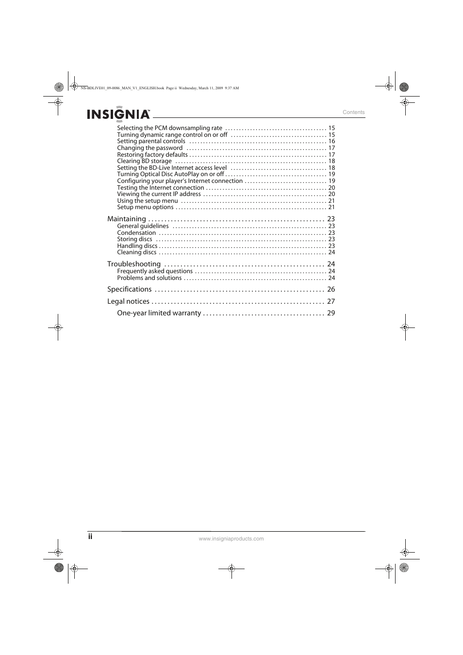 Insignia NS-BDLIVE01 User Manual | Page 4 / 36