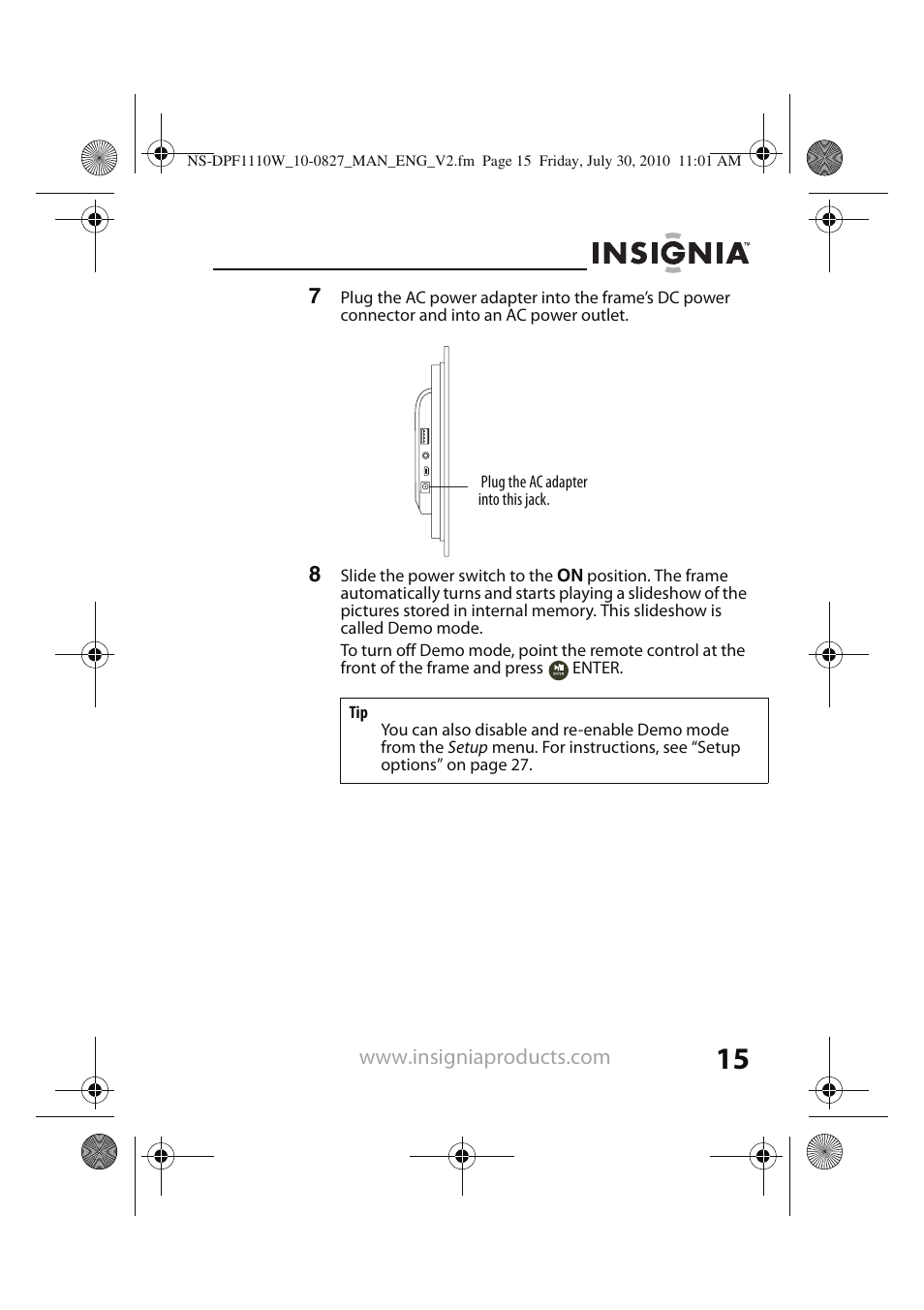 Insignia NS-DPF1110W User Manual | Page 15 / 40