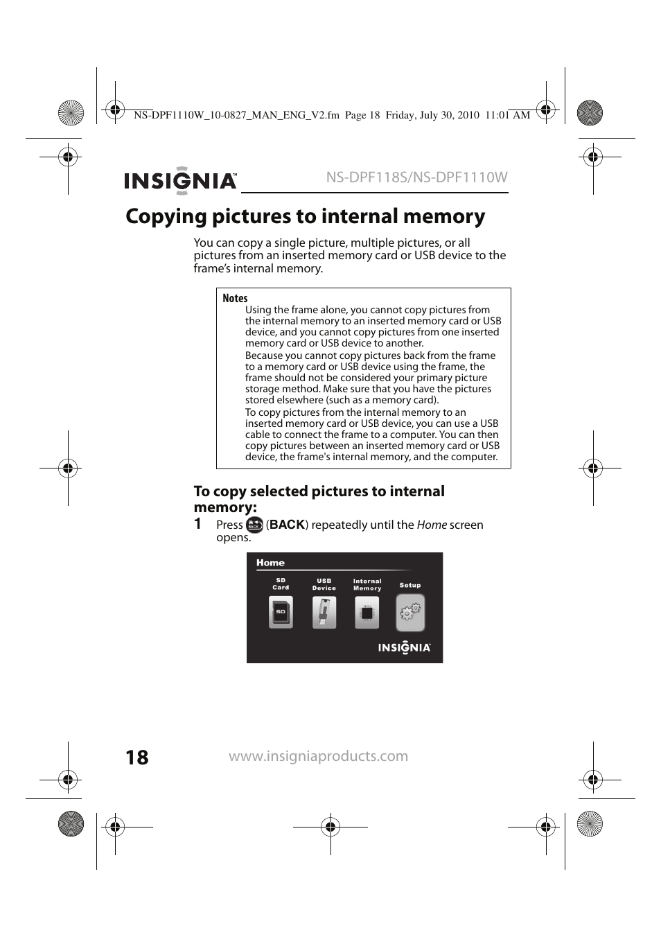 Insignia NS-DPF1110W User Manual | Page 18 / 40