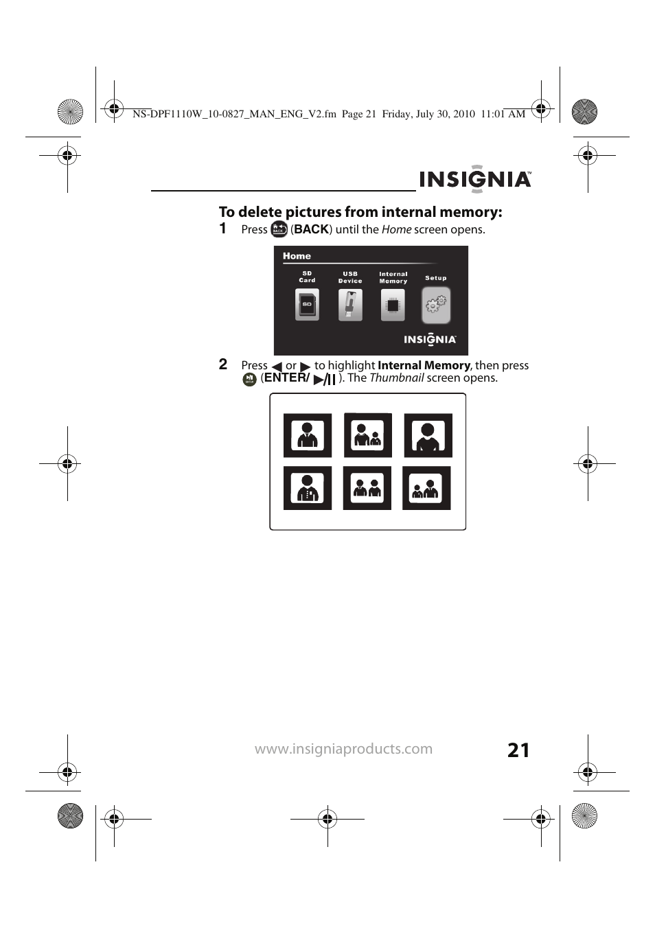 Insignia NS-DPF1110W User Manual | Page 21 / 40