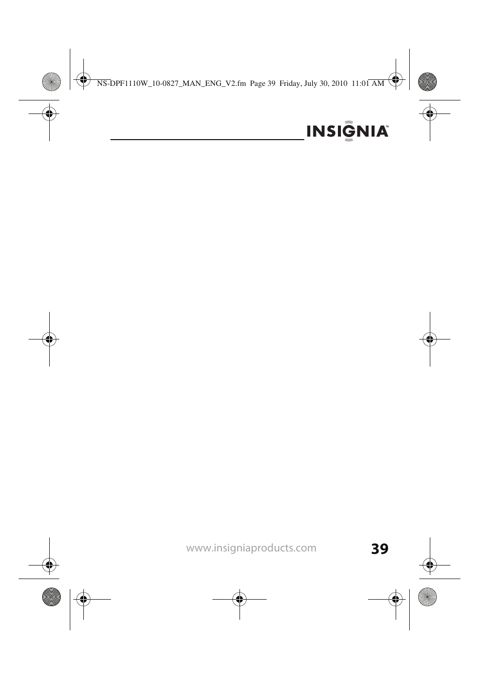 Insignia NS-DPF1110W User Manual | Page 39 / 40