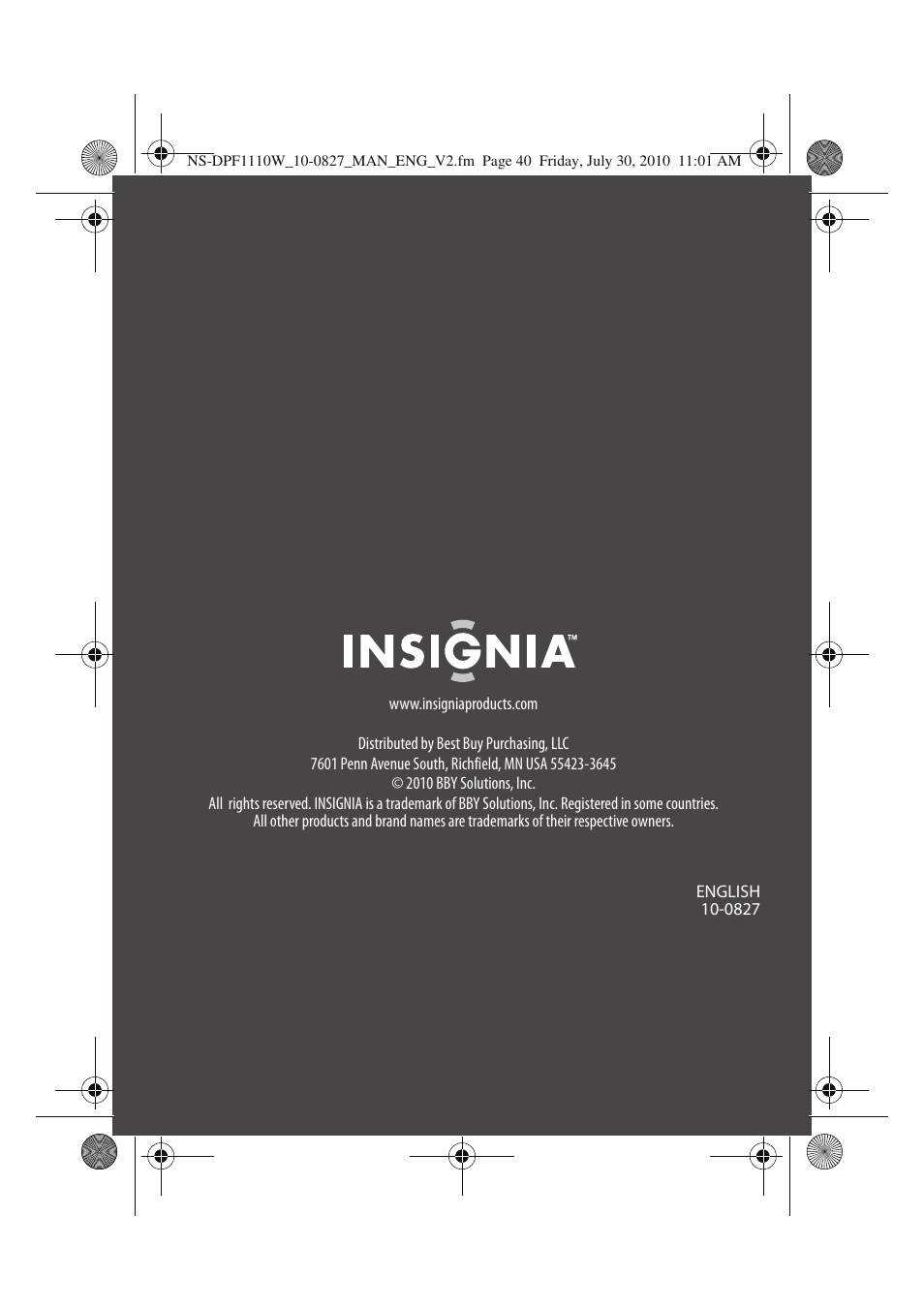 Insignia NS-DPF1110W User Manual | Page 40 / 40