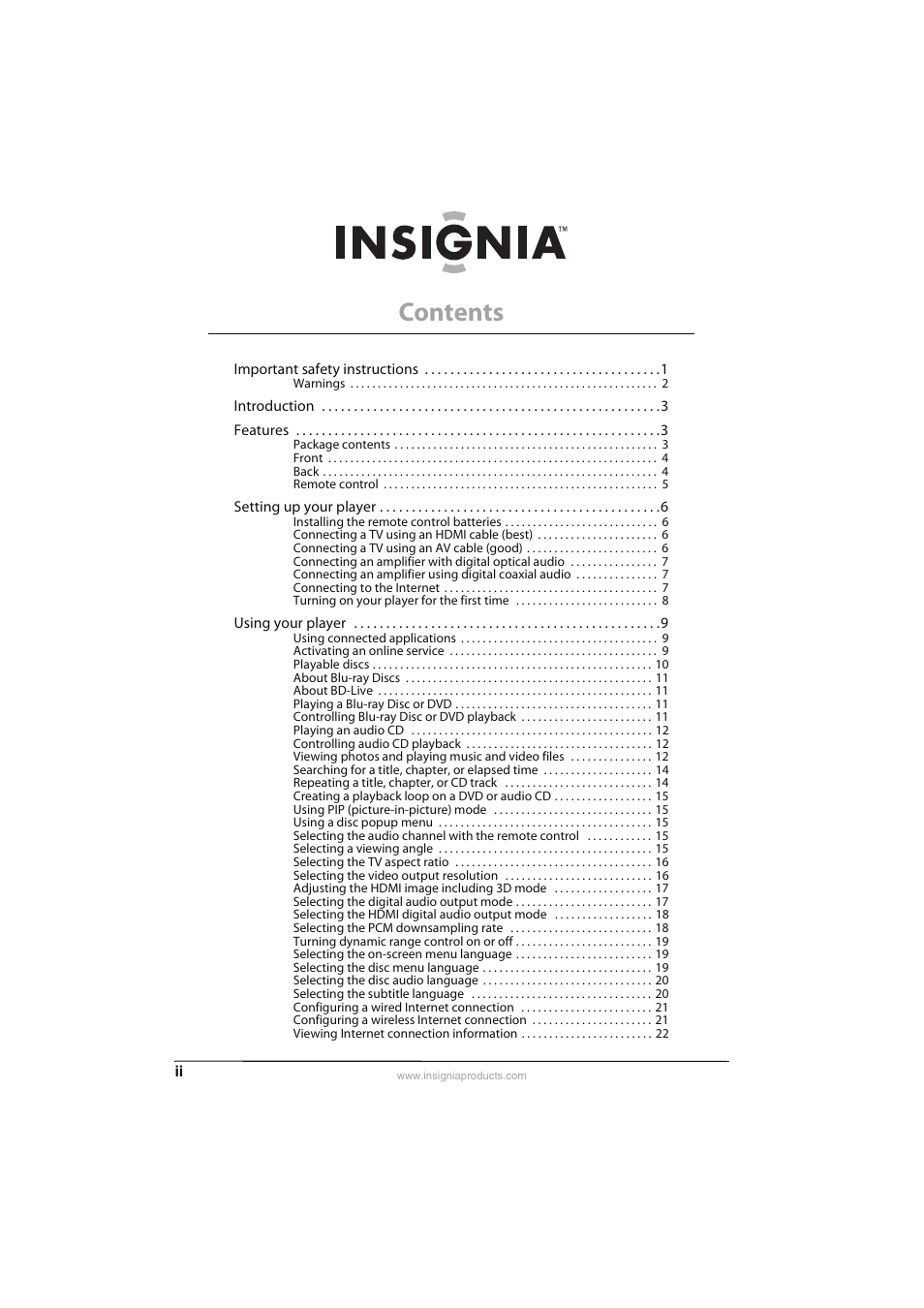 Insignia NS-WBRDVD3 User Manual | Page 2 / 40