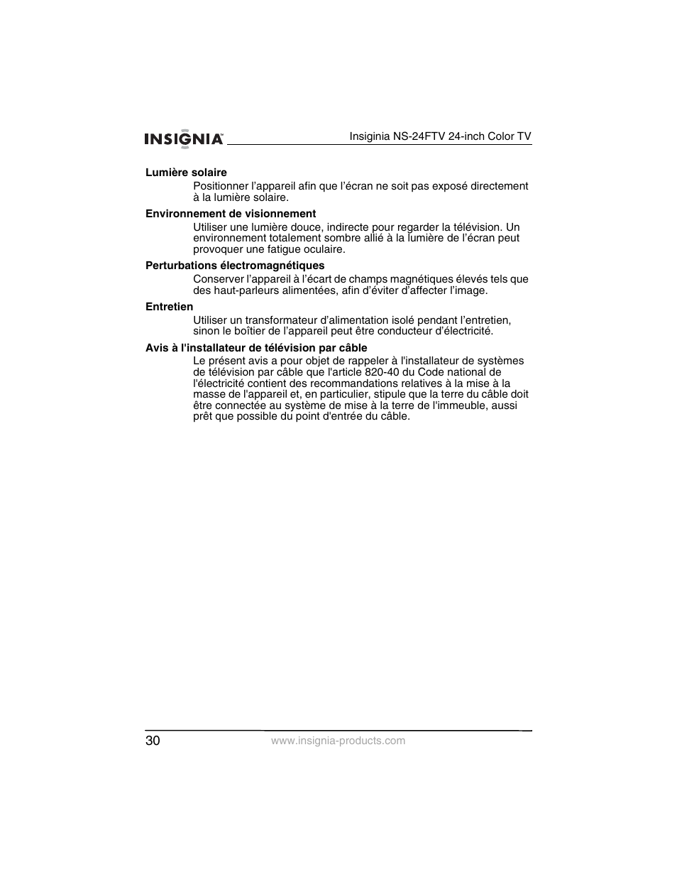 Insignia NS-24FTV User Manual | Page 31 / 90